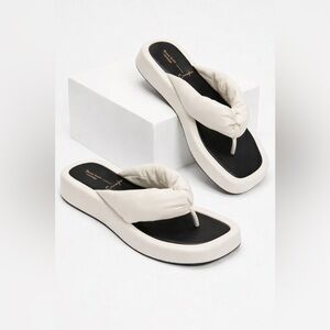 Black Suede Studio Corey Thong Sandals 7/7.5 Caroline Stanbury Padded $298